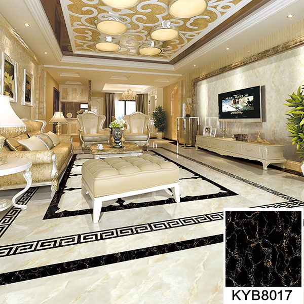 0291短视频在线观看陶大理石瓷砖：黑金花KYB8017地面铺贴效果图